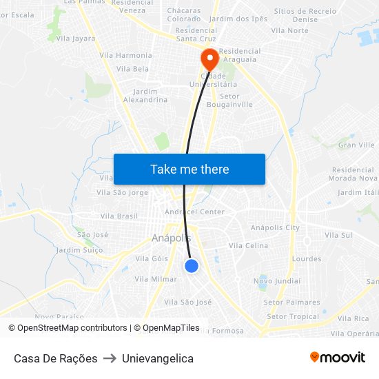 Casa De Rações to Unievangelica map