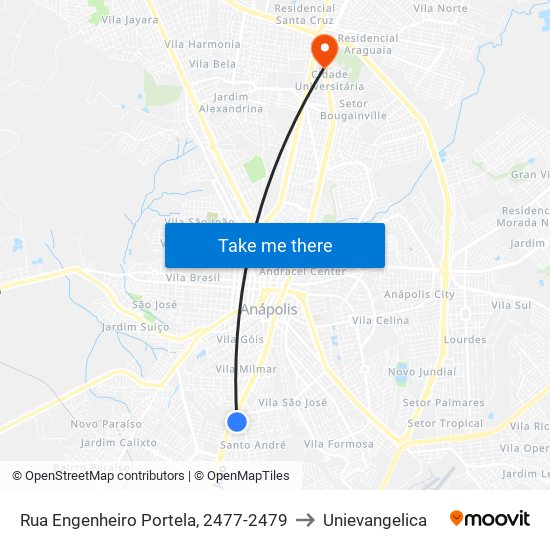 Rua Engenheiro Portela, 2477-2479 to Unievangelica map