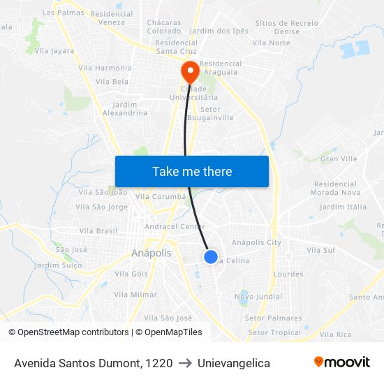 Avenida Santos Dumont, 1220 to Unievangelica map