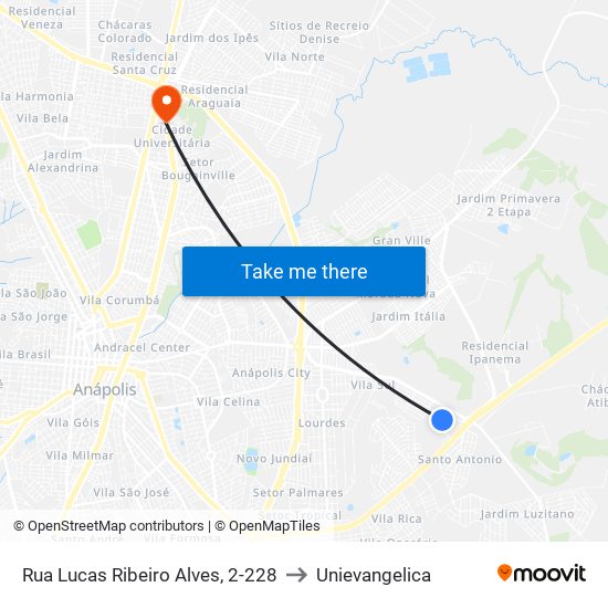 Rua Lucas Ribeiro Alves, 2-228 to Unievangelica map