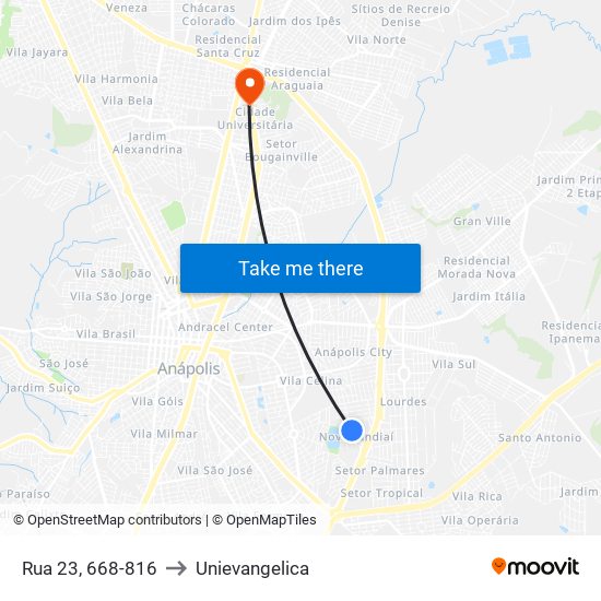 Rua 23, 668-816 to Unievangelica map
