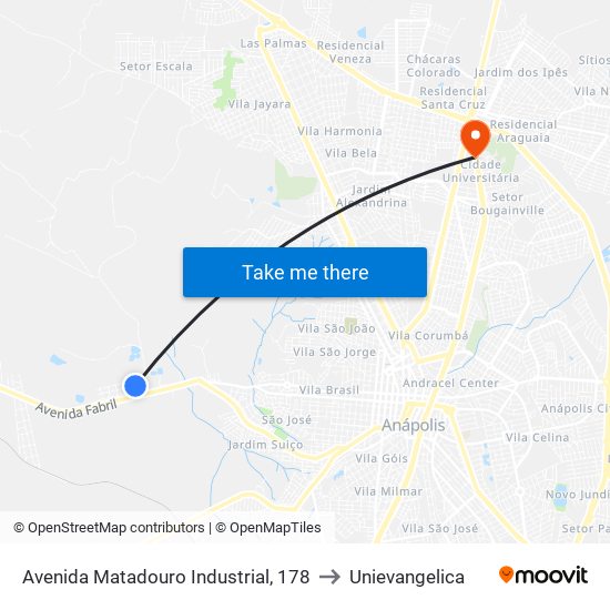 Avenida Matadouro Industrial, 178 to Unievangelica map