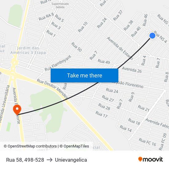 Rua 58, 498-528 to Unievangelica map