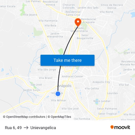 Rua 6, 49 to Unievangelica map