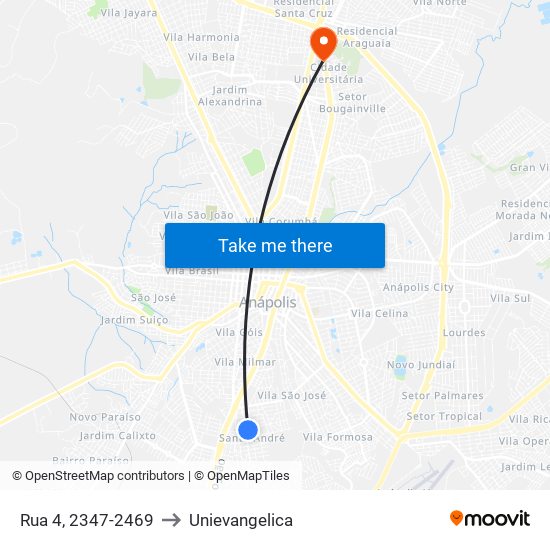 Rua 4, 2347-2469 to Unievangelica map