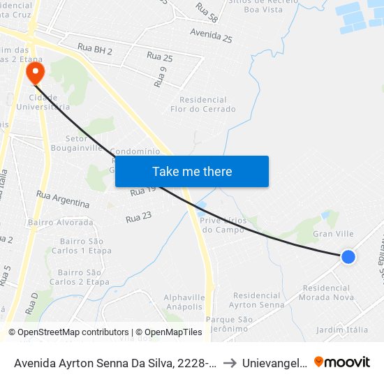 Avenida Ayrton Senna Da Silva, 2228-2242 to Unievangelica map