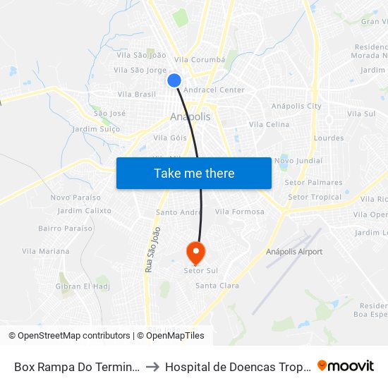 Box Rampa Do Terminal Central to Hospital de Doencas Tropicais - HDT map