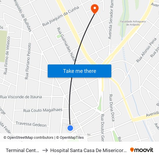 Terminal Central to Hospital Santa Casa De Misericordia map