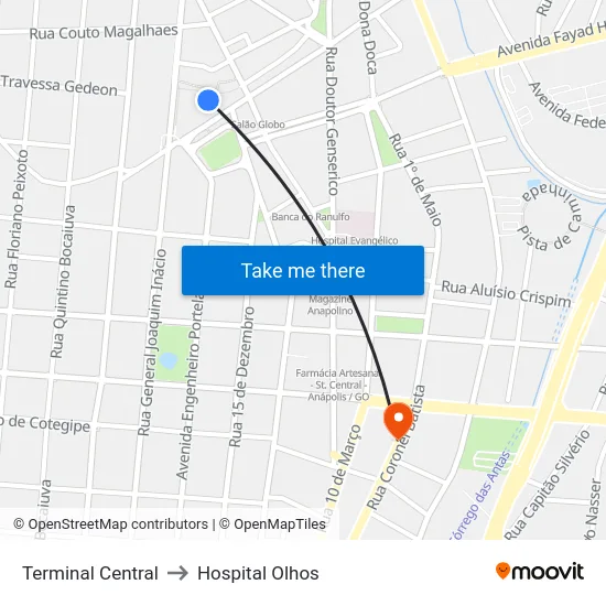 Terminal Central to Hospital Olhos map