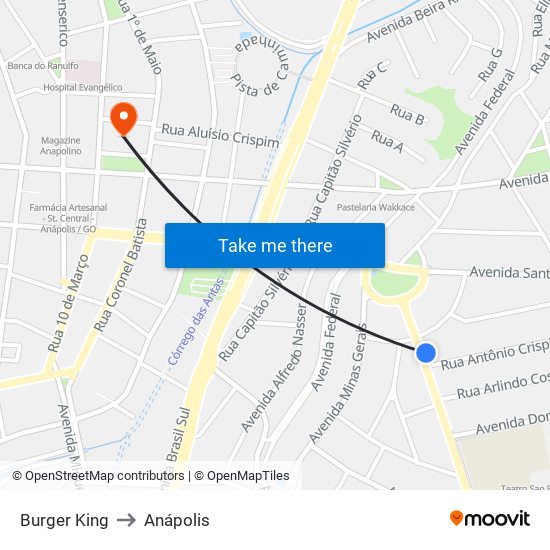 Burger King to Anápolis map