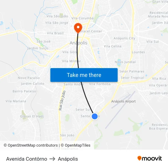 Avenida Contôrno to Anápolis map