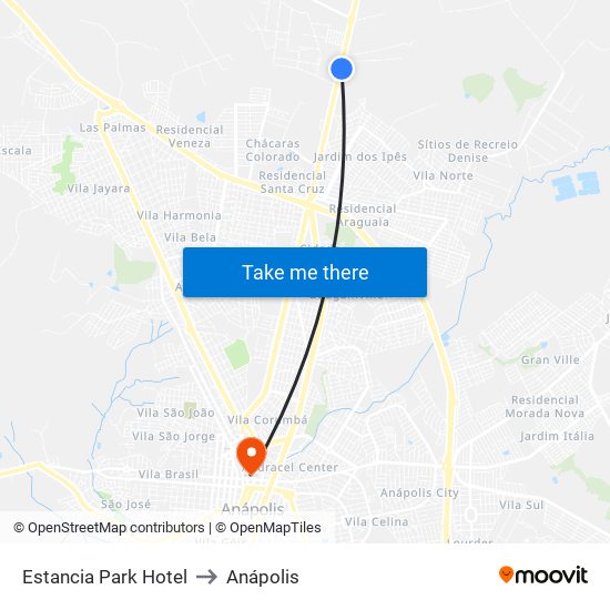 Estancia Park Hotel to Anápolis map