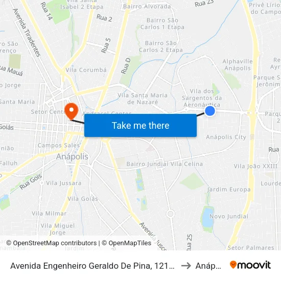Avenida Engenheiro Geraldo De Pina, 1218-1224 to Anápolis map