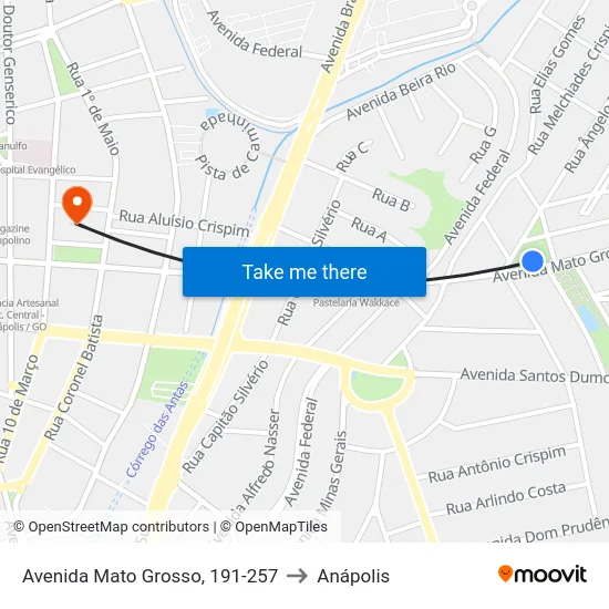 Avenida Mato Grosso, 191-257 to Anápolis map