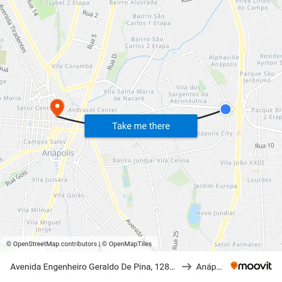 Avenida Engenheiro Geraldo De Pina, 1280-1286 to Anápolis map