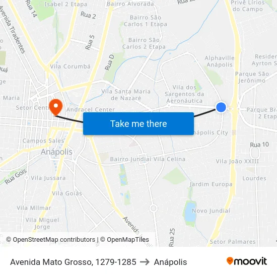 Avenida Mato Grosso, 1279-1285 to Anápolis map