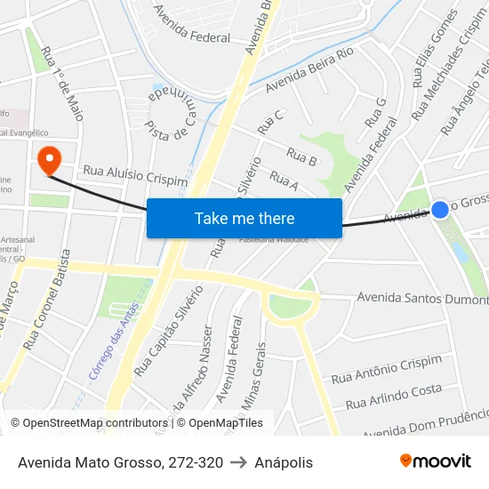 Avenida Mato Grosso, 272-320 to Anápolis map