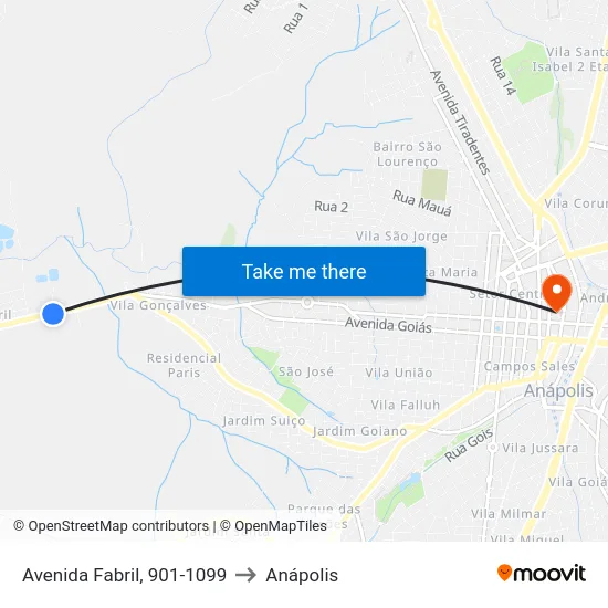 Avenida Fabril, 901-1099 to Anápolis map
