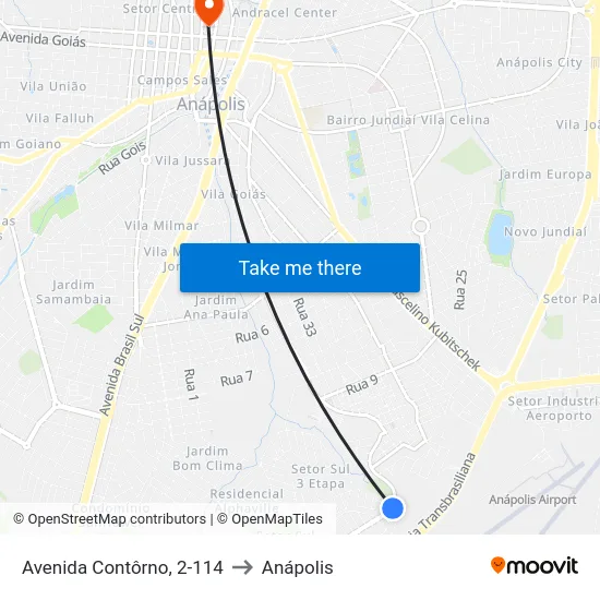 Avenida Contôrno, 2-114 to Anápolis map