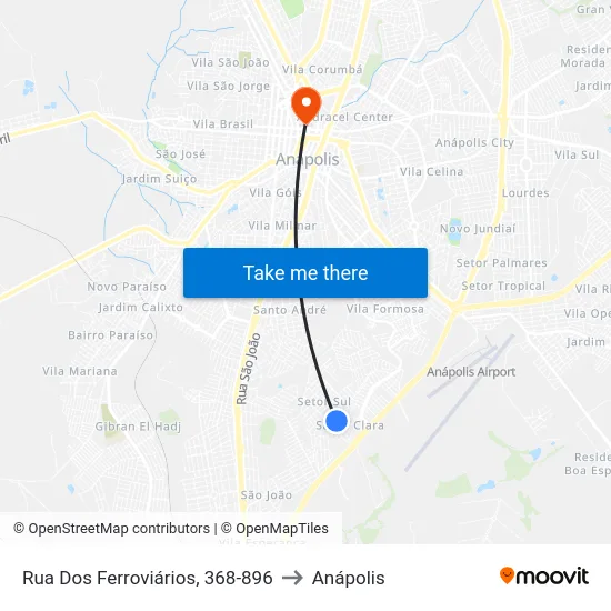 Rua Dos Ferroviários, 368-896 to Anápolis map