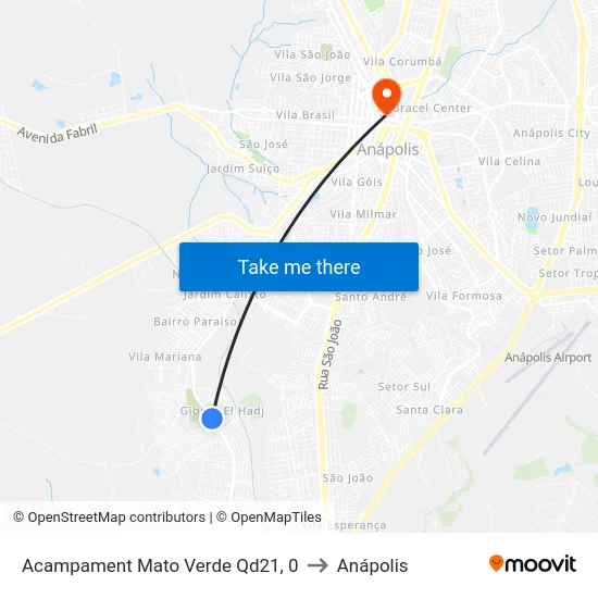 Acampament Mato Verde Qd21, 0 to Anápolis map