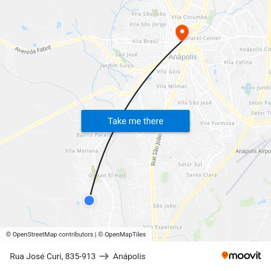 Rua José Curi, 835-913 to Anápolis map