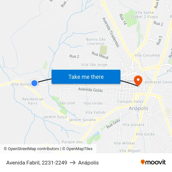 Avenida Fabril, 2231-2249 to Anápolis map