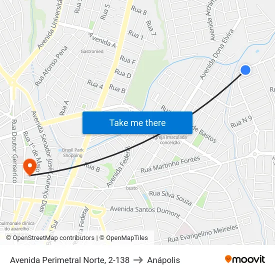 Avenida Perimetral Norte, 2-138 to Anápolis map