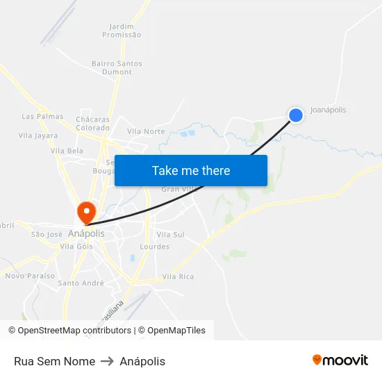 Rua Sem Nome to Anápolis map
