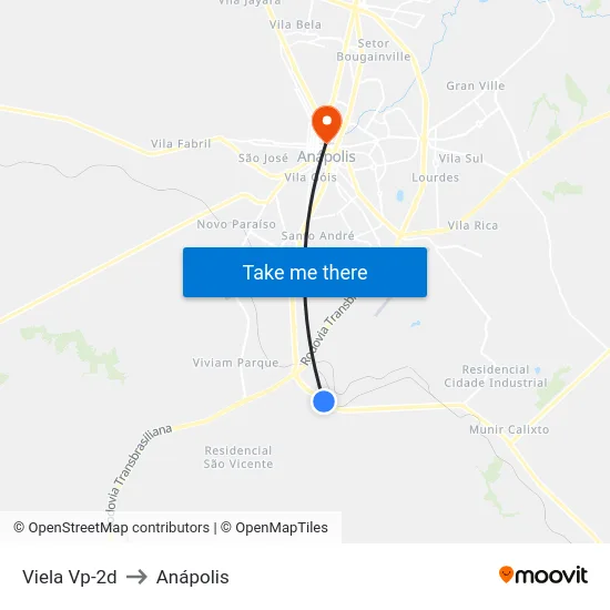 Viela Vp-2d to Anápolis map
