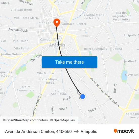 Avenida Anderson Claiton, 440-560 to Anápolis map