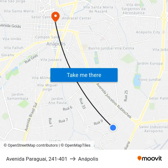 Avenida Paraguai, 241-401 to Anápolis map