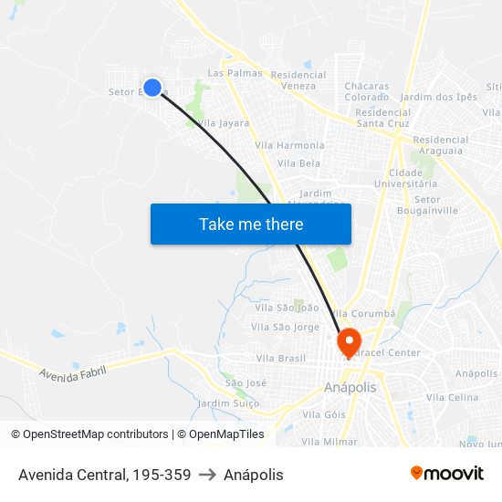 Avenida Central, 195-359 to Anápolis map