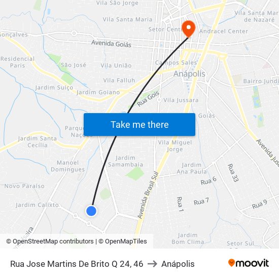 Rua Jose Martins De Brito Q 24, 46 to Anápolis map