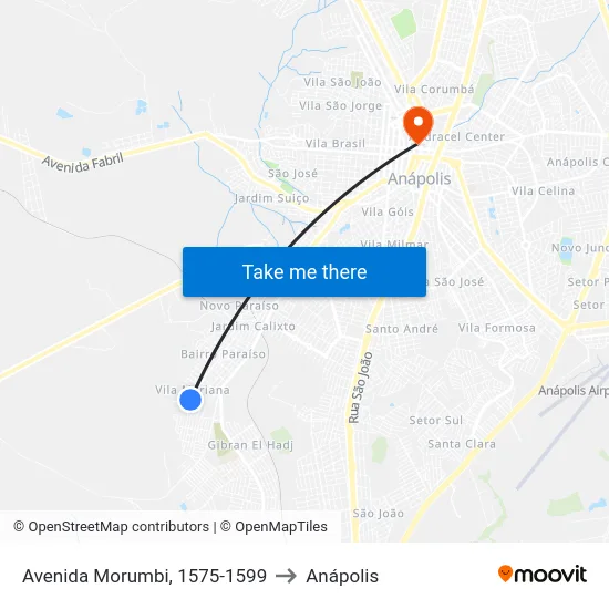 Avenida Morumbi, 1575-1599 to Anápolis map