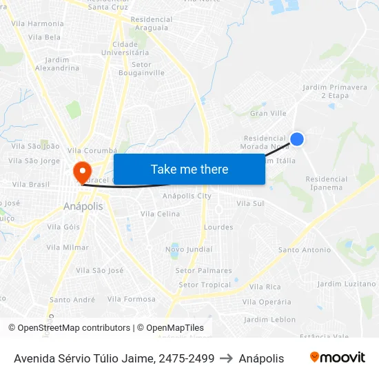 Avenida Sérvio Túlio Jaime, 2475-2499 to Anápolis map