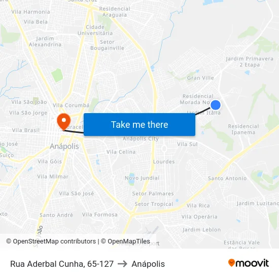 Rua Aderbal Cunha, 65-127 to Anápolis map