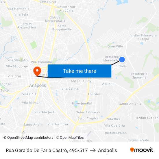 Rua Geraldo De Faria Castro, 495-517 to Anápolis map