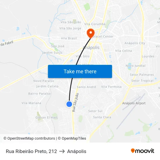 Rua Ribeirão Preto, 212 to Anápolis map
