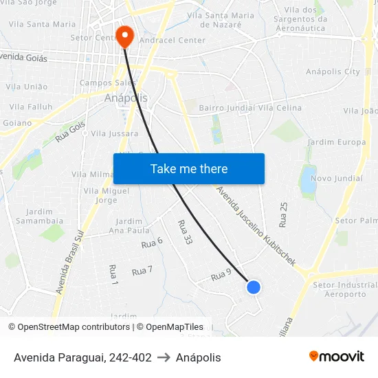 Avenida Paraguai, 242-402 to Anápolis map