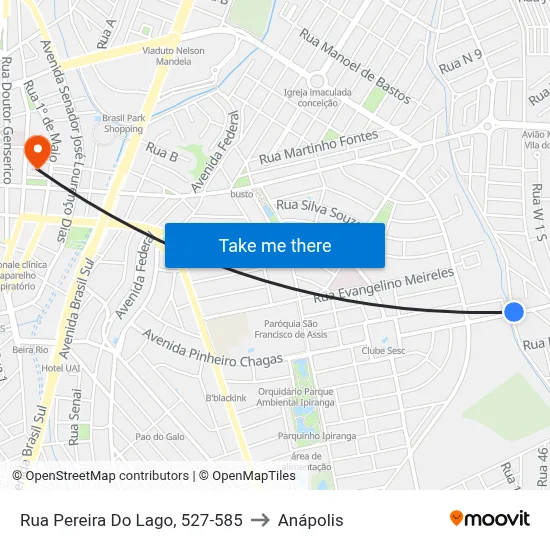 Rua Pereira Do Lago, 527-585 to Anápolis map