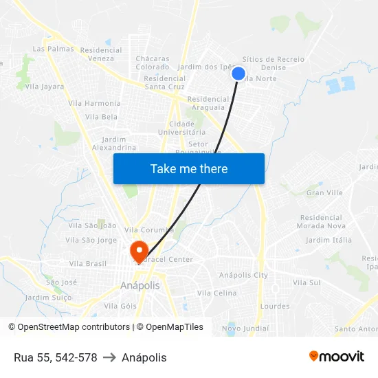 Rua 55, 542-578 to Anápolis map