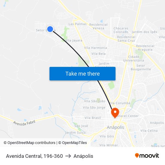 Avenida Central, 196-360 to Anápolis map