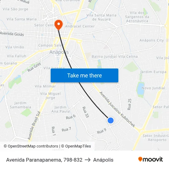 Avenida Paranapanema, 798-832 to Anápolis map