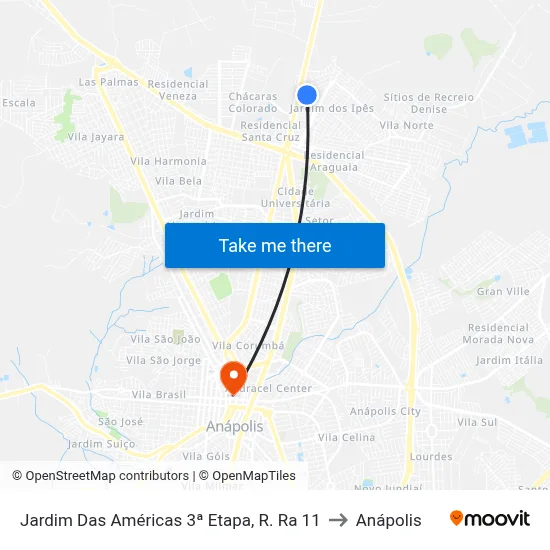 Jardim Das Américas 3ª Etapa, R. Ra 11 to Anápolis map