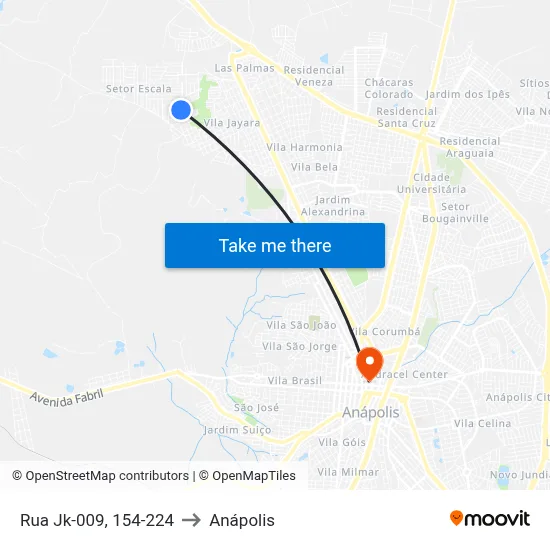 Rua Jk-009, 154-224 to Anápolis map