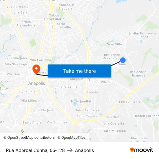 Rua Aderbal Cunha, 66-128 to Anápolis map