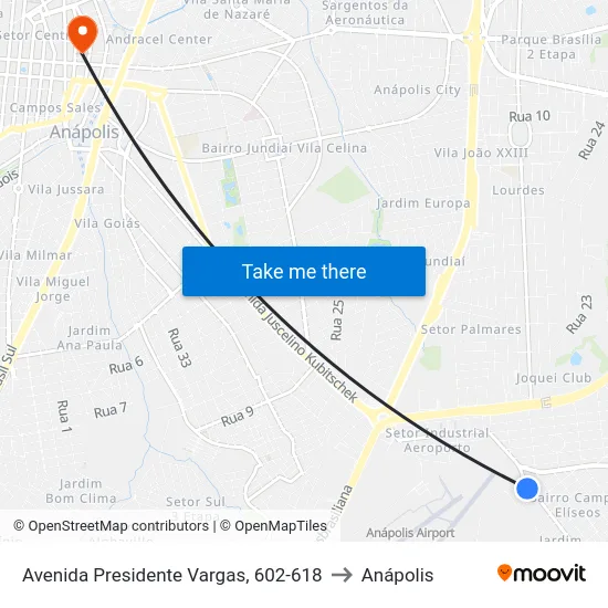 Avenida Presidente Vargas, 602-618 to Anápolis map