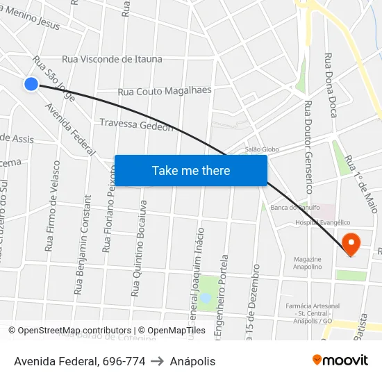 Avenida Federal, 696-774 to Anápolis map