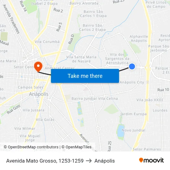 Avenida Mato Grosso, 1253-1259 to Anápolis map